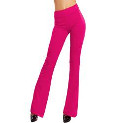 Toocool Damen-Schlaghose, Damen-Jazzpants mit tailliertem Bein, Damen-Stretchhose, Damen Flare Leggings, Bootcut Hose JL-2148 [S, Fuchsia] von Toocool