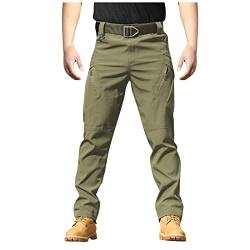 Topassion Cargohose Herren mit Taschen Hose Sommer Cargo Hosen Baggy Arbeitshosen Männer Sommerhose Bequeme Freizeithose mit Gummizug Einfarbig Pants Jogginghose Reisverschlusstaschen (Army Green,XL) von Topassion