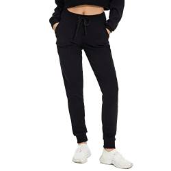 Topcloset Damen-Jogginghose, Laufhose mit Taschen, sportlich, konisch, lässig, Loungehose für Workout, Schwarz, S von Topcloset