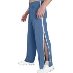 Topook Reha Hose Damen Herren Seitlich Zu Öffnen Baggy Trainingshose mit Seitlichem und Reißverschluss Am Bein Weites Bein Schnellfickerhose Sporthose Freizeithose Breite Jogginghose von Topook