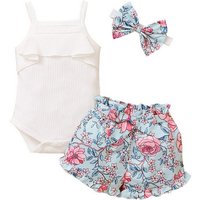 Torcarvh Kleid, Hose & Kopftuch Mädchen Kleidung Ärmelloses Strampler Shorts Stirnband 3tlg Sommer Geburtstagsanzug, festliches Set von Torcarvh