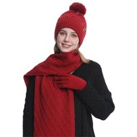 Torcarvh Mütze & Schal Mütze, Schal & Handschuh-Sets,Strickmütze Winterset für Damen Strickmütze Winterset von Torcarvh