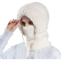 Torcarvh Strickmütze 2 in 1 Wintermütze Strickmütze Warme Winddichte Mütze Damen von Torcarvh