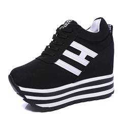 Chunky Sneaker für Damen Plateaum Casual Stylish Lace Up Sneakers Frühling Herbst Hidden Heel Fashion Party Wedge Heel Wanderschuhe von Toride