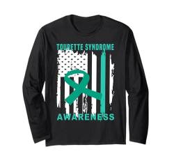 Tourette-Syndrom-Bewusstsein US-Flagge Amerikanische Unterstützung Langarmshirt von Tourette Syndrome Awareness Products (Lwaka)