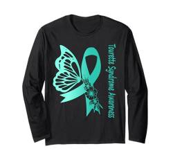 Tourette-Syndrom Warrior Awareness Schmetterling-Band, Blaugrün Langarmshirt von Tourette Syndrome Awareness Products (Lwaka)