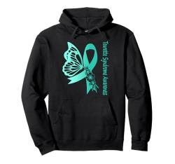 Tourette-Syndrom Warrior Awareness Schmetterling-Band, Blaugrün Pullover Hoodie von Tourette Syndrome Awareness Products (Lwaka)