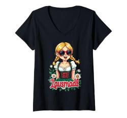 Damen Lausmadl Ersatz Dirndl Oktoberfest Ersatztracht Wiesn Outfit T-Shirt mit V-Ausschnitt von Trachten Damen Dirndl Alternative Oktoberfest