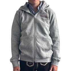 Trachten-Jacke Kinder Jungen Mädchen Sweatjacke Hellgrau, Gr. 152 von Trachterbahn