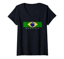 Damen Vintage Brasilia Brasilien Urlaub | Brasilien Liebhaber T-Shirt mit V-Ausschnitt von Travel Souvenir