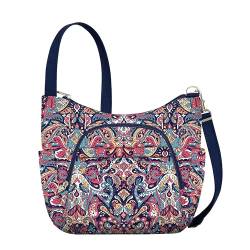 Travelon Unisex Anti-Theft Classic Crossbody Bucket Bag Umhängetasche, Summer Paisley von Travelon