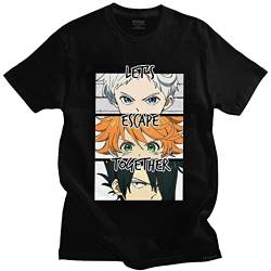 Anime T-Shirts The Promised Neverland T-Shirts Kurzärmelig Männer Frauen Baumwolle Lässig Lose Mode T-Shirts Kurzärmelig Oberteile-Black||XXS von Trconk