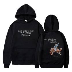 Trconk Kapuzenpullover Bad Bunny 2D Unisex Bedruckt Pullover Sweatshirt Lässig Kleidung Herren Damen Individualität Lose Langärmelig Oberteile Straßenkleidung-Black||XXS von Trconk