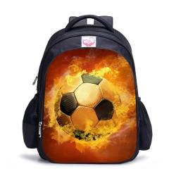 Treer 3D-Fußball-Druck Rucksack Kinder, Schulrucksack für Kinder Wasserdicht Kinderrucksack Mädchen Jungen Schulranzen 1-9 Klasse, Schulranzen für Schule Reisen (Fußball 14,27x14x35cm) von Treer