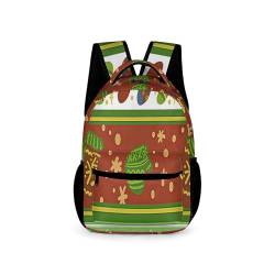 Treer Schulrucksack Set 3tlg Schulrucksack Teenager mit Lunchpaket Tasche und Federmäppchen, Weihnachten Mädchen & Jungen Schulrucksack Schulranzen Rucksack (grüne Handschuhe,Schultasche) von Treer