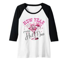 Damen Silvester 2025 Fun Hot Mess Discoball Martini Pink Party Raglan von Trendy Retro Disco Ball Happy 2025 New Year Shirts