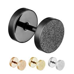 Treuheld® | 10mm Fake Plug Ohrstecker in Diamant Glitzer Optik | Schwarz | Fake Tunnel Ohrring zum Schrauben für Damen und Herren | Chirurgenstahl von Treuheld