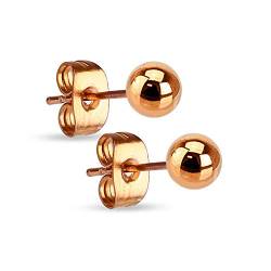 Treuheld® | Rosegold Kugel Ohrstecker - Edelstahl Ohrringe mit Kugel in Rose-Gold - Kugel: 4mm - Ohrring für Männer & Frauen - Steckverschluss - Perle Ohrschmuck Ohrring Ohrpiercing - [02.] - 4mm von Treuheld