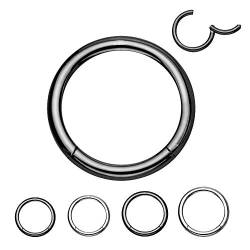 Treuheld® Segmentring Piercing Clicker | 1,0mm x 5mm | Titan | Schwarz | Klicker Ring für Helix, Septum, Tragus, Ohr, Bauchnabel Lippe Intim Auge von Treuheld