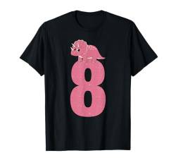 8 Baby Triceratops Dinosaur 8th Dino Theme Birthday Party T-Shirt von Triceratops Dinosaur 8th Birthday Tee