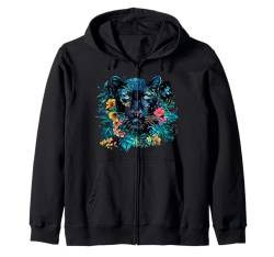 Pantherzeichnung, Blumenmuster, Pantherliebhaber, Tierdruck, Wildtiere Kapuzenjacke von Tropical Jungle Animal Art