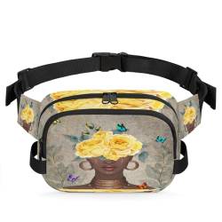 Gürteltasche für Damen, Herren, Mädchen, Jungen, Kinder, Bauchtasche für Laufen, Sport, Wandern, Blumen, Schmetterlinge, afrikanische Frauen, Gürteltasche, farbe, XL, Taschen-Organizer von TropicalLife