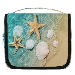 Seestern Muschel Strand Reise Kulturbeutel für Damen Herren Sommer Meer Strand Waschbeutel Tasche Hängende Toilettenartikel Kosmetik Make-up Organizer, farbe, 4.7 L, Taschen-Organizer von TropicalLife