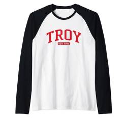 Troy New York NY College University Style Rot Raglan von Troy New York T-Shirts & Sweatshirts