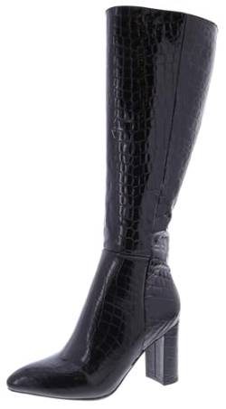 TruFox Klassische Damen-Stiefel, kniehoch, Blockabsatz, modische Stiefel, Black Croc Pat, 40 EU von TruFox