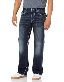 True Religion Herren Billy Super T Boot Cut Flap Jeans, Indigoblau, 48 von True Religion