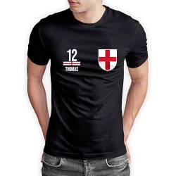 England T-Shirt „EM 2024“ Trikot Fußball Shirt Herren Damen Unisex Europameisterschaft - personalisiert mit Zahl & Namen - Fanartikel Fan-Outfit, Schwarz, Gr. S von True Statements