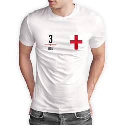 England T-Shirt „EM 2024“ Trikot Fußball Shirt Herren Damen Unisex Europameisterschaft - personalisiert mit Zahl & Namen - Fanartikel Fan-Outfit, Weiß, Gr. L von True Statements