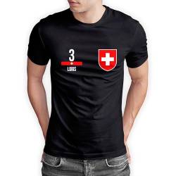 Schweiz T-Shirt „EM 2024“ Swiss Trikot Fußball Shirt Herren Damen Unisex Europameisterschaft - personalisiert mit Zahl & Namen - Fanartikel Fan-Outfit, Schwarz, Gr. S von True Statements