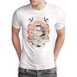 True Statements T-Shirt „The Prestige Sailor Jack“ - Cooles Unisex-Shirt - Print Shirt für Damen & Herren - Lifestyle Streetwear, Weiß, Gr. M von True Statements