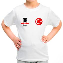 Türkei Kinder T-Shirt „EM 2024“ Türkiye Trikot Fußball Shirt Jungen Mädchen Unisex Europameisterschaft - personalisiert mit Zahl & Namen - Fanartikel Fan-Outfit, Weiß, Gr. XL von True Statements
