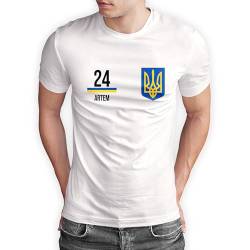 Ukraine T-Shirt „EM 2024“ Україна Trikot Fußball Shirt Herren Damen Unisex Europameisterschaft - personalisiert mit Zahl & Namen - Fanartikel Fan-Outfit, Weiß, Gr. M von True Statements