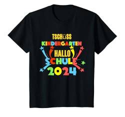 Kinder Kinder Tschüss Kindergarten Hallo Schule 2024 Kita Abgänger T-Shirt von Tschüss Kindergarten Hallo Schule