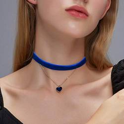 TseenYi Fashion Halskette Love Anhänger Schlüsselbein Kette Flanell Choker Schmuck für Frauen und Mädchen (blau) von TseenYi
