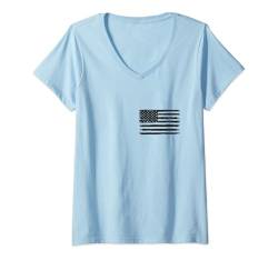 Damen T-Shirt mit amerikanischer Flagge: USA Flagge Shirt Amerika T-Shirt mit V-Ausschnitt von Tshirt Shirt T-Shirt Pullover Hoodie Sweater Style