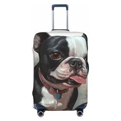 Ttetddd Reisegepäckhülle Boston Terrier Kofferabdeckungen für Gepäck, modischer Koffer-Schutz, passend für 45,7–81,3 cm Gepäck, schwarz, klein, Gepäck-Set, Schwarz , xl von Ttetddd