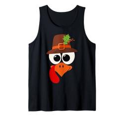 Truthahngesicht mit Brille und Pilgerhut zum Erntedankfest Tank Top von Türkei-Tag-Liebhaber-Erntedank-Design