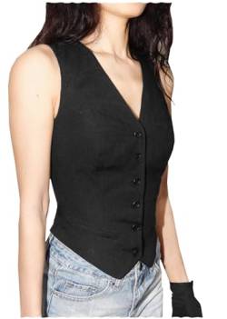 Tuikayoo Damen Sommer Leinen Baumwolle Weste Slim Sleeveless Anzug Weste （Schwarz，M） von Tuikayoo