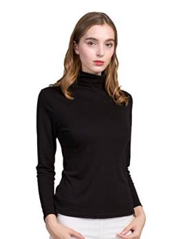 Frauen T-Shirt Stehkragen Casual Winter Warm Shirt Walk Outside Schwarz M von Tulpen