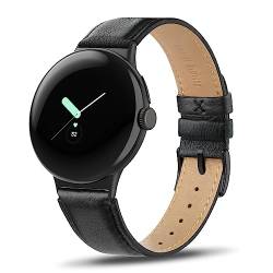 Tuocal Echtes Lederarmband, kompatibel mit Google Pixel Watch 2 Armband/Pixel Uhrenarmband, Smartwatch-Band für Damen und Herren, weiches atmungsaktives echtes Leder, verstellbares Ersatzarmband von Tuocal