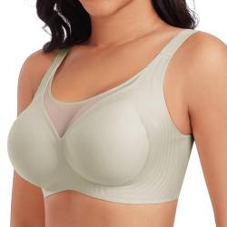 Tuopuda Nahtloser Minimizer BH Damen Ohne Bügel Bralette Damen BHS GroßE Brüste Push Up Gepolstert Ultrakomfortable BH Seamless Bra, Hellgrau, L von Tuopuda