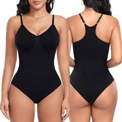 Tuopuda Shapewear Damen Bauchweg Body Shaper, Hohe Elastizität Bodysuit Women Formender Body Sculpting Shaping Tank Top Jumpsuit Figurformender mit Verstellbarer Schultergurt, Schwarz, L von Tuopuda