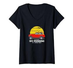 Damen Retro Old School Off Roading 4X4 Road Trip 1980er Jahre T-Shirt mit V-Ausschnitt von Turbo Volcano