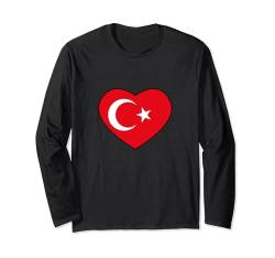 Türkei Flagge Herzschlag für Türkei Männer Frauen Kinder Türkei Langarmshirt von Turkey Flag Turkey lover Heart Star White Red