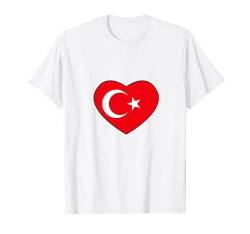 Türkei Flagge Herzschlag für Türkei Männer Frauen Kinder Türkei T-Shirt von Turkey Flag Turkey lover Heart Star White Red