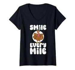 Damen Smile Every Mile Turkey Trot Running Thanksgiving T-Shirt mit V-Ausschnitt von Turkey Trot Running Thanksgiving Design Idea